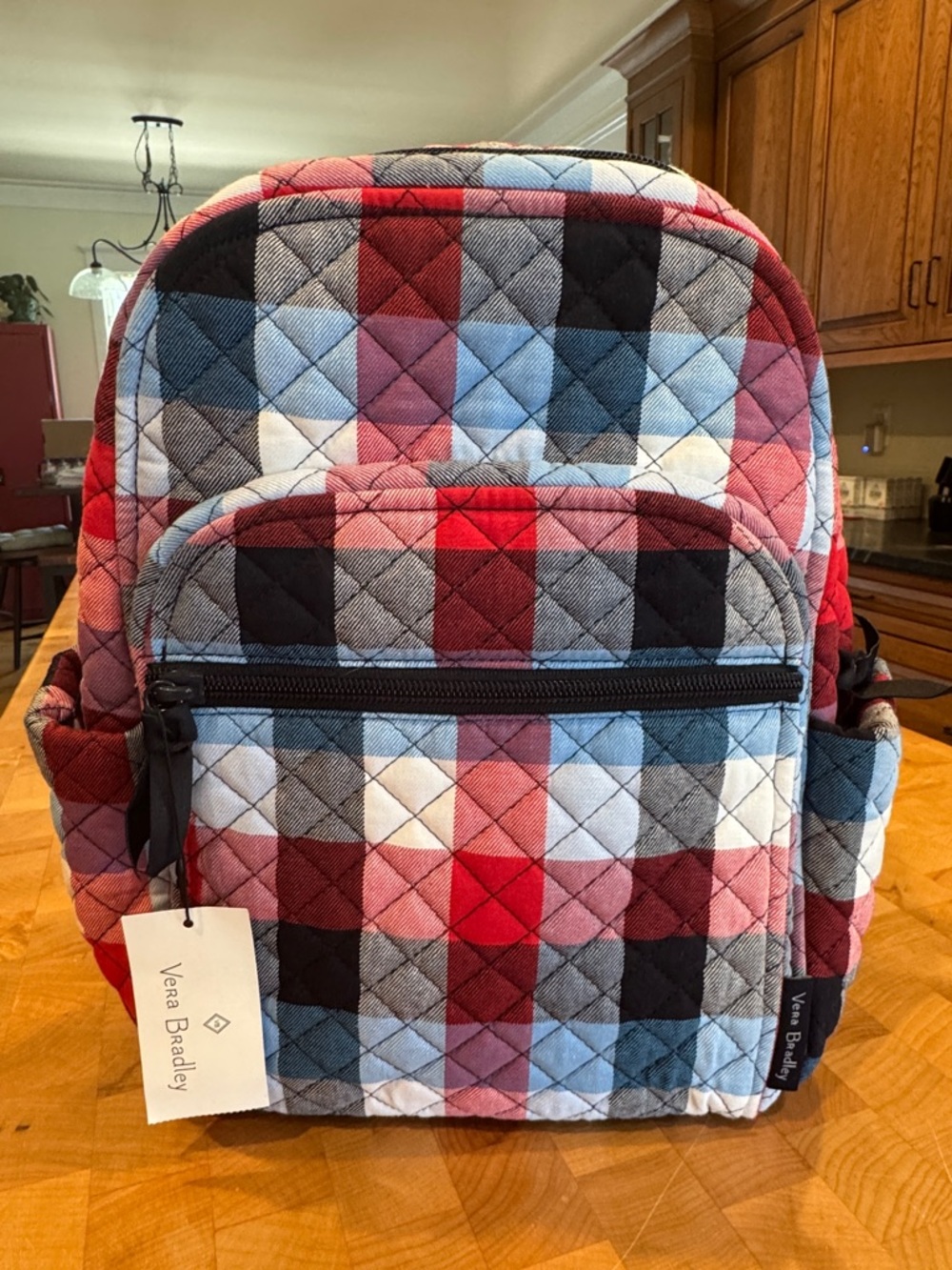 Vera Bradley Quilted Plaid Mini Backpack - Red, White, & Blue